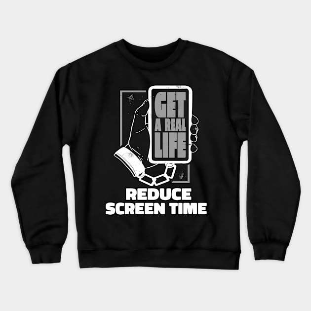 Reduce Screen Time Mental Health Awareness Art Crewneck Sweatshirt by USProudness